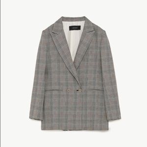 Double-breasted check blazer